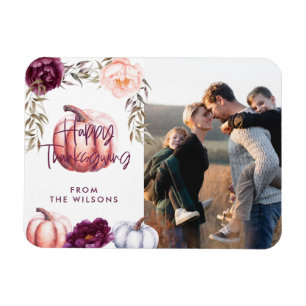 pumpkin fall purple thanksgiving family photo magnet