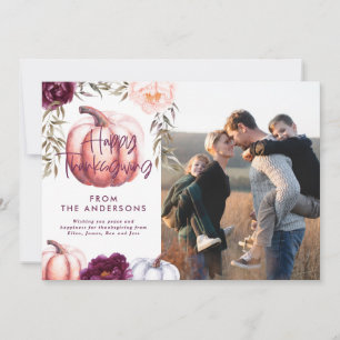 pumpkin fall purple thanksgiving photo invitation