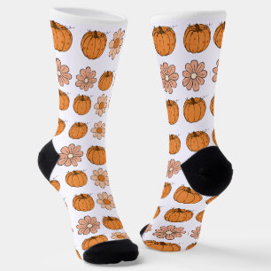 Pumpkin Fall Retro Name Orange Women Socks