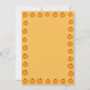 Pumpkin Fall Season Border Orange Background Invitation
