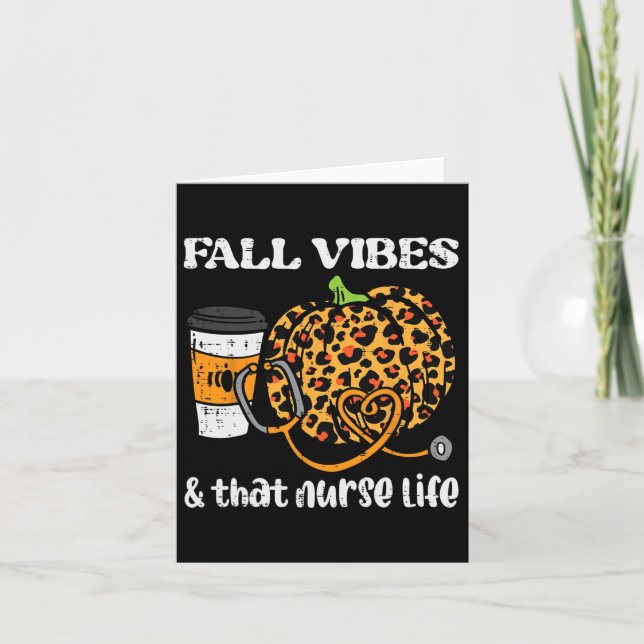Pumpkin Fall Vibes Nurse Halloween Thanksgiving Sc Card (Front)