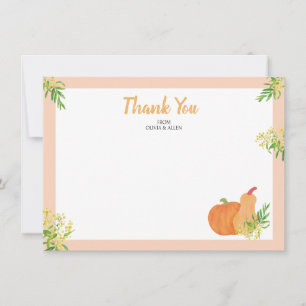 Pumpkin Fall Watercolor Baby shower Thank you Card