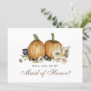 Pumpkin Fall Wedding Will You Be My Made of Honour Invitation