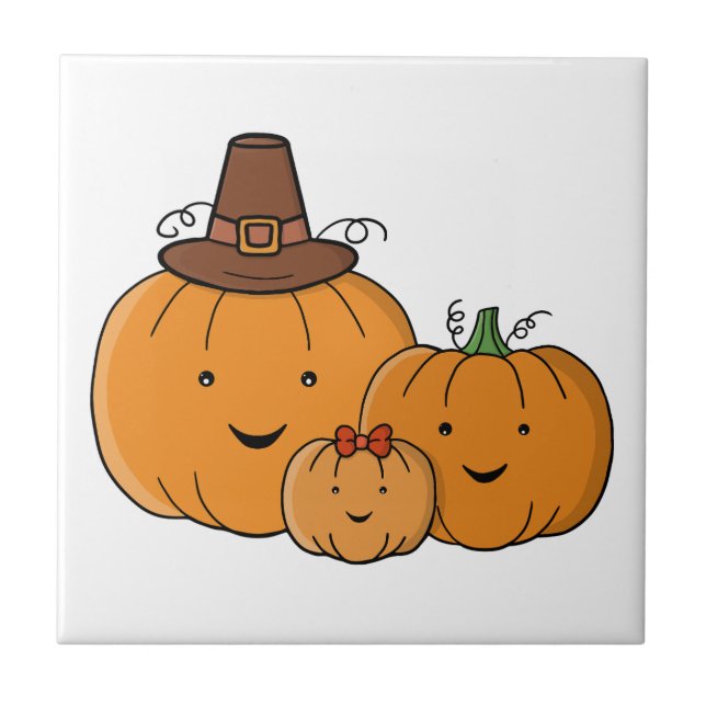 Pumpkin Family Ceramic Tile (Front)