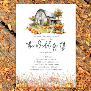 Pumpkin Farm Barn Rustic Fall Wedding Invitation