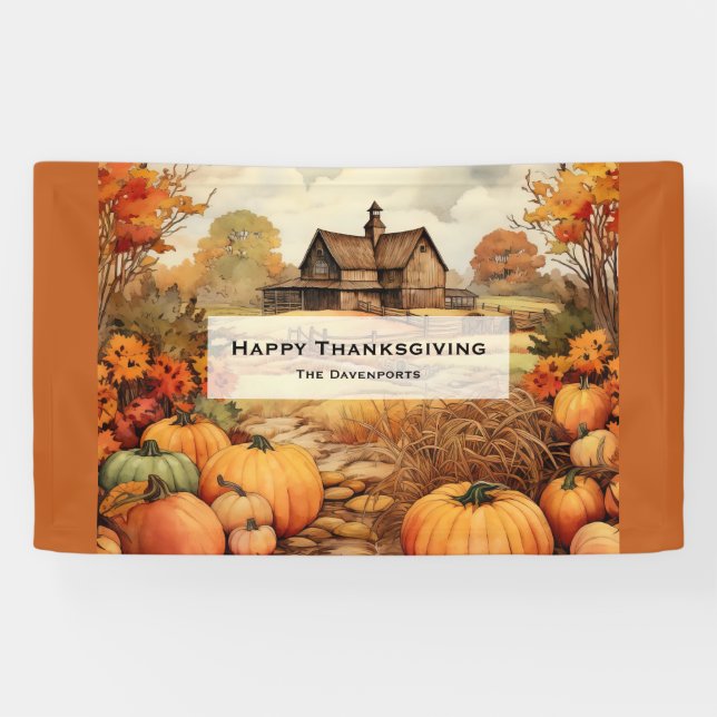 Pumpkin Farm Fall Harvest Thanksgiving Banner (Horizontal)