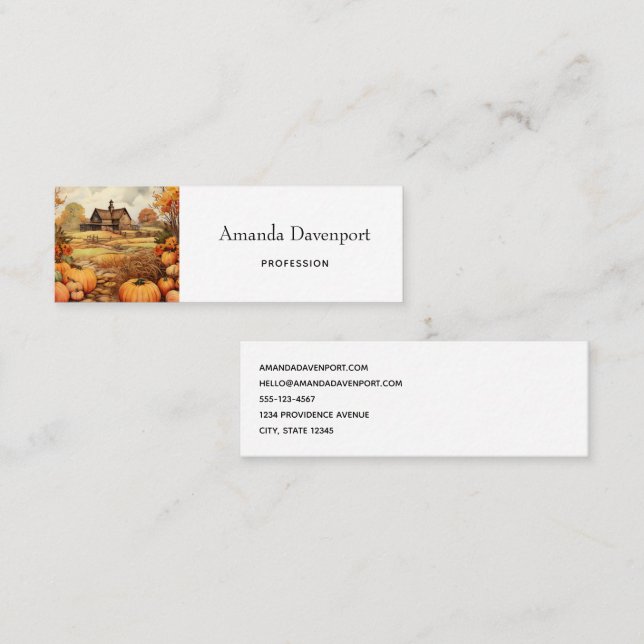  Pumpkin Farm Fall Harvest Thanksgiving Mini Business Card (Front/Back)