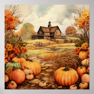 Pumpkin Farm Fall Harvest Thanksgiving Poster
