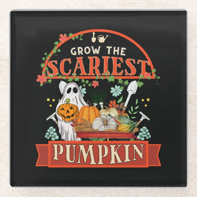 Pumpkin Farmer Halloween Glass Coaster (Front)