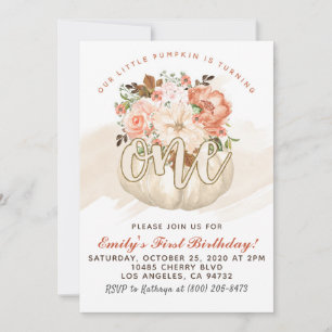 Pumpkin First Birthday Invitation