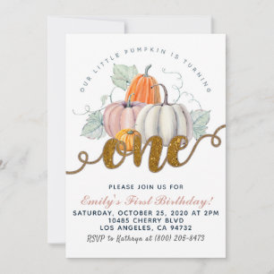 Pumpkin First Birthday Invitation