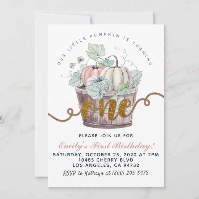 Pumpkin First Birthday Invitation (Front)
