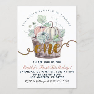 Pumpkin First Birthday Invitation