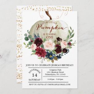 Pumpkin First Birthday Invitation - Fall Birthday