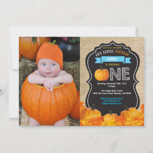 Pumpkin First Birthday Invitation Orange Burlap