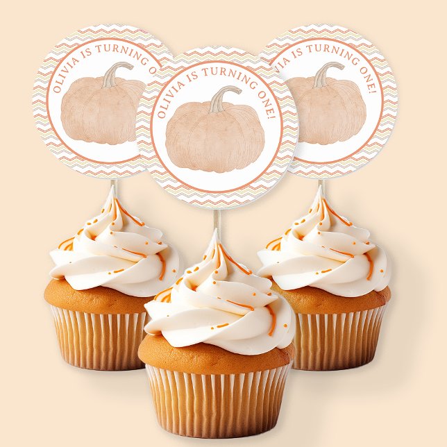 Pumpkin First Birthday Party Stickers (Orange Pumpkin Party Favor)
