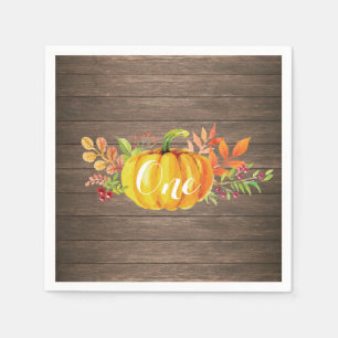 Pumpkin First Birthday Rustic Fall Autumn Napkin