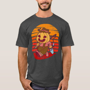 Pumpkin Fisherman Fishing Funny Halloween T-Shirt