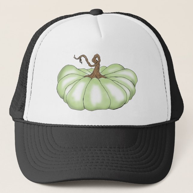 pumpkin flat green trucker hat (Front)