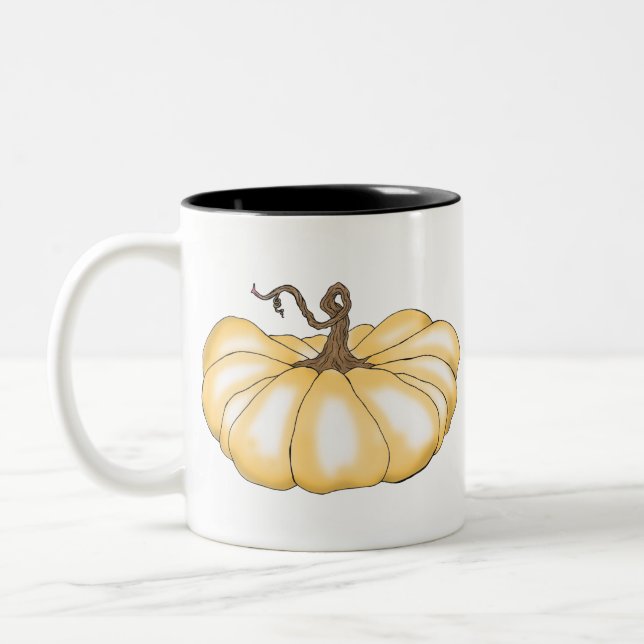 pumpkin flat orange Two-Tone coffee mug (Left)