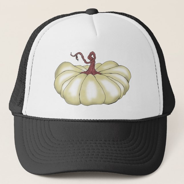 pumpkin flat tan trucker hat (Front)