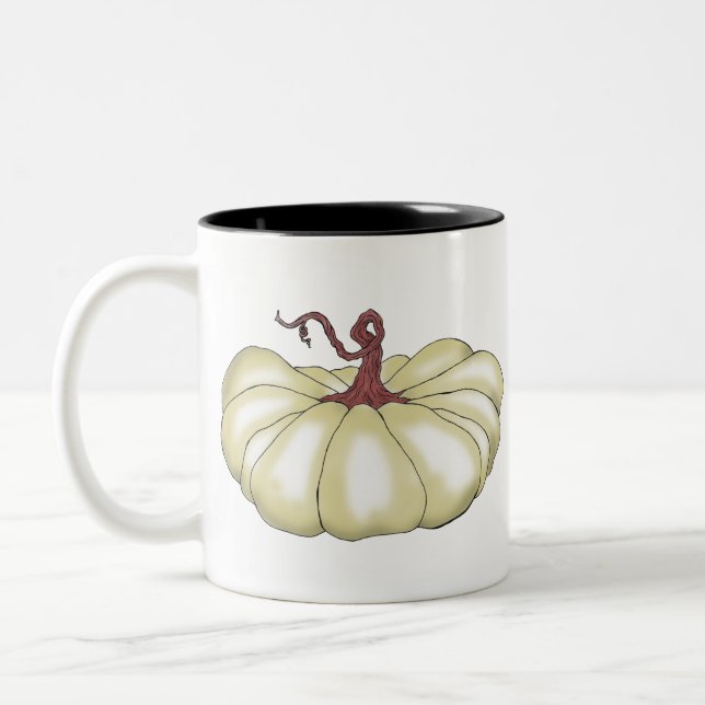 pumpkin flat tan Two-Tone coffee mug (Left)