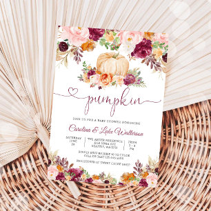 Pumpkin Floral Autumn Baby Shower Invitation