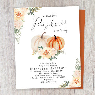 Pumpkin Floral Autumn Baby Shower Invite