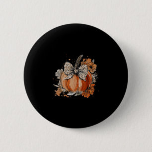 Pumpkin Floral Autumn Fall Season Wildflower Thank 6 Cm Round Badge