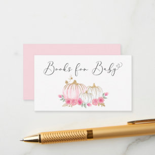 Pumpkin Floral Baby Girl Shower Books For Baby Enclosure Card