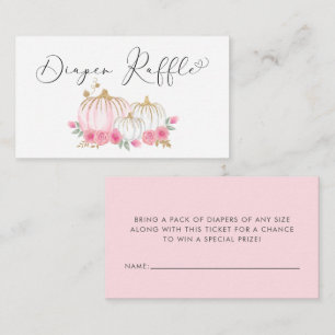 Pumpkin Floral Baby Girl Shower Diaper Raffle Enclosure Card