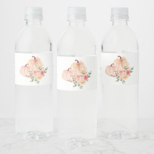 Pumpkin Floral Baby Girl Shower Water Bottle Label