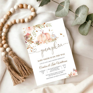 Pumpkin Floral Baby Shower Invitation