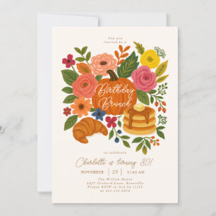 Pumpkin Floral Birthday Brunch Invitation Fall