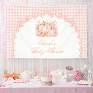 Pumpkin Floral Bow Baby Shower Backdrop Banner