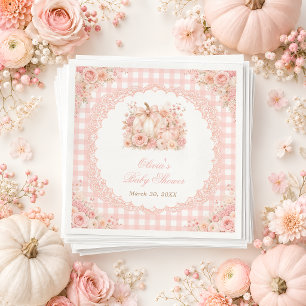 Pumpkin Floral Bow Girl Baby Shower Napkins