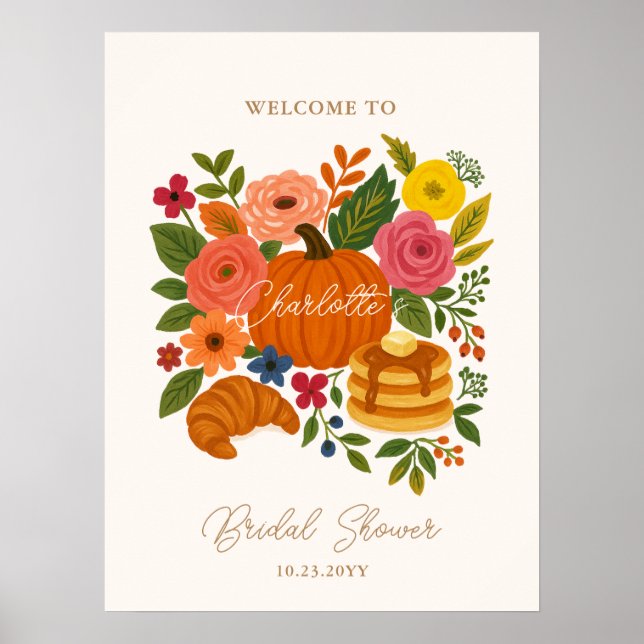Pumpkin Floral Bridal Shower Welcome Sign (Front)