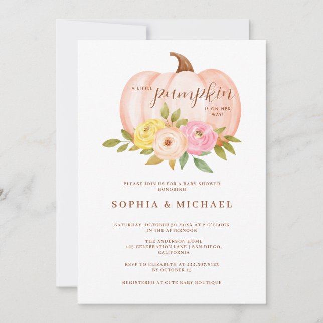 Pumpkin Floral Couples Baby Shower  Invitation (Front)