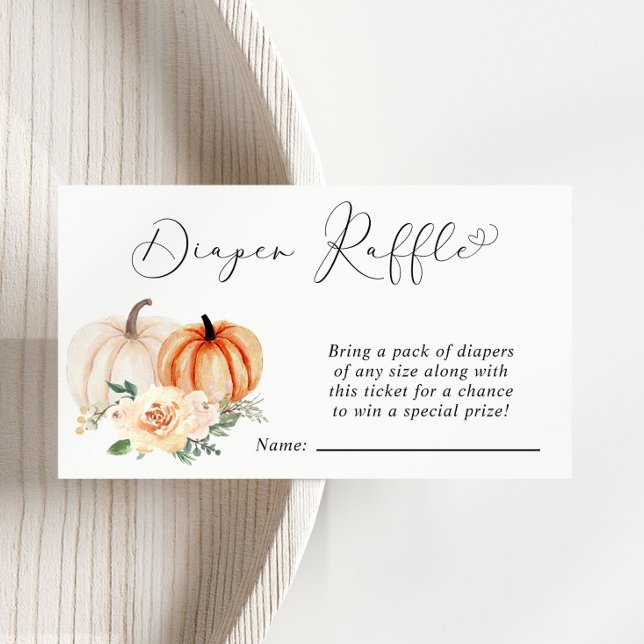 Pumpkin Floral Diaper Raffle Baby Shower Enclosure Card (Creator Uploaded)