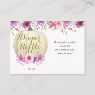 Pumpkin Floral Diaper Raffle Baby Shower Enclosure Card