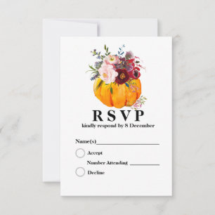 pumpkin, floral, fall 3.5" x 5" Response Card