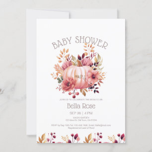 Pumpkin Floral Fall Baby Shower Invitation