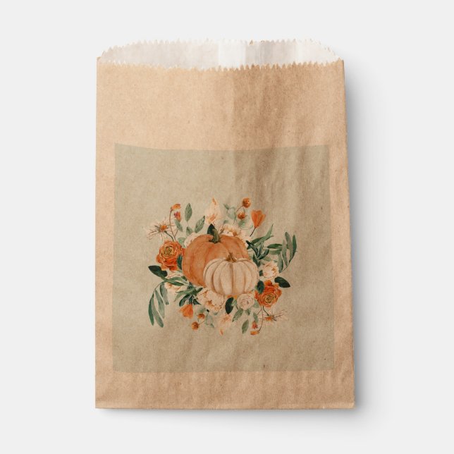 Pumpkin Floral Fall Colours Blue, Favour Bag (Front)