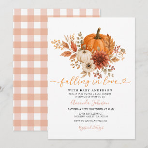 Pumpkin Floral Fall Falling in Love Baby Shower Invitation