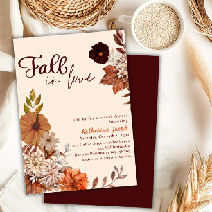 Pumpkin floral fall in love Bridal Shower Invitation