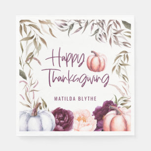 pumpkin floral fall thanksgiving party napkin