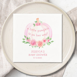 Pumpkin Floral Girl's Baby Shower Napkin