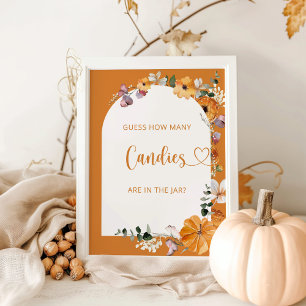 Pumpkin floral guess how many candies poster