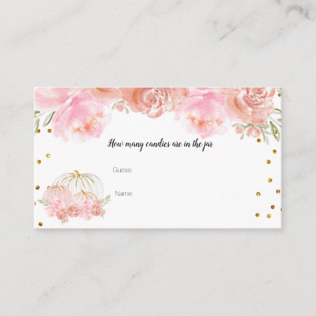 Pumpkin Floral How Many Candies in the jar Card (Front)