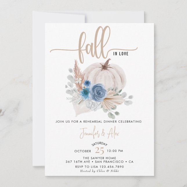 Pumpkin Floral  | Rehearsal Dinner Invitation (Front)